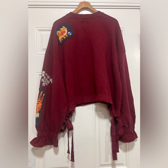 New Anthropologie Nathalie Lete Circus Embroidered / Crystal Sweatshirt Size XL - Picture 12 of 14